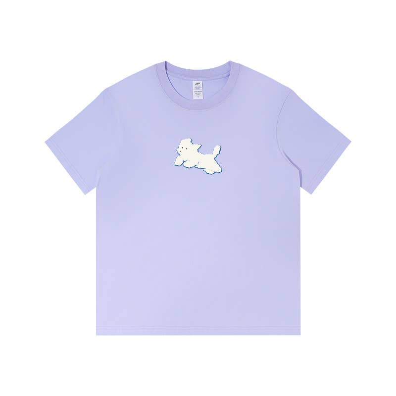 CWTTS0927_LITTLE WHITE DOG PRINT CREW NECK SHORT SLEEVE