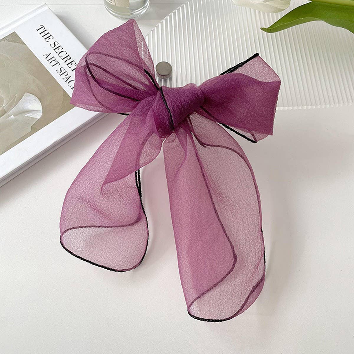 ORGANZA SOLID COLOR LONG SMALL SILK SCARF_CWASC0744
