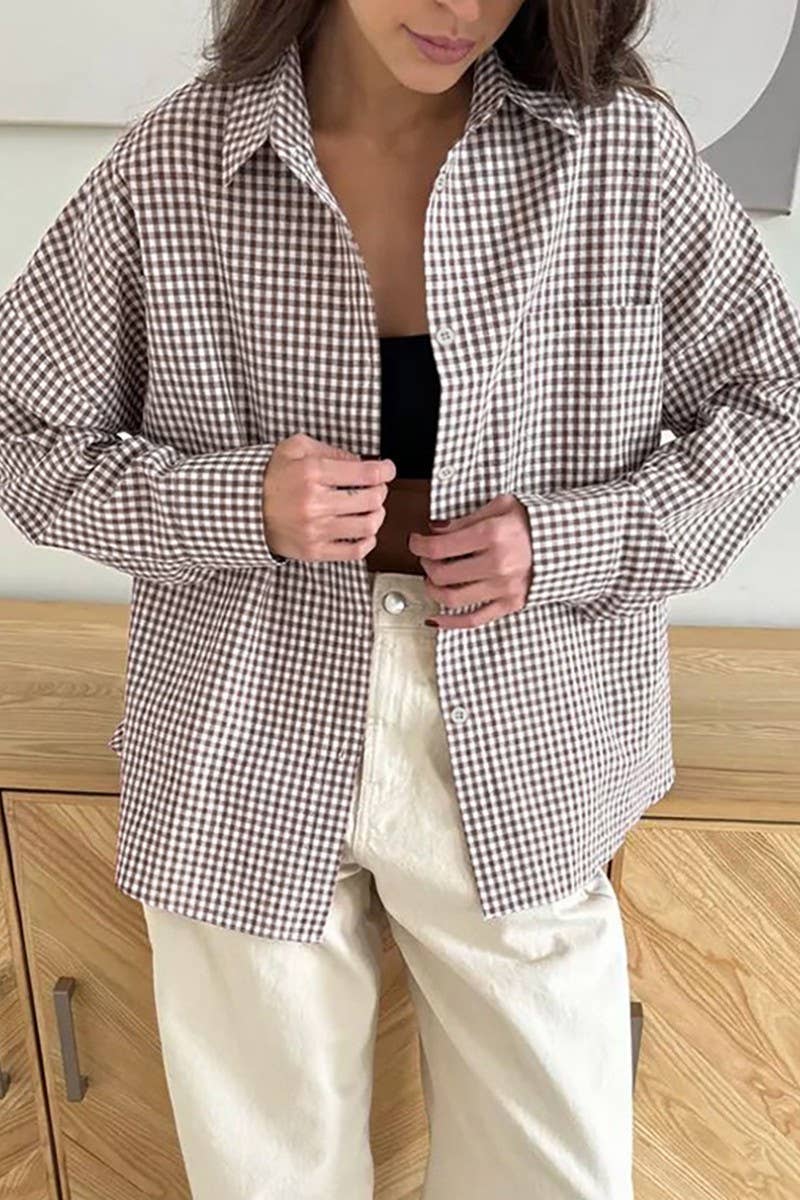 CWTSTL00912_COTTON PLAID LOOSE LONG-SLEEVED SHIRT JACKET