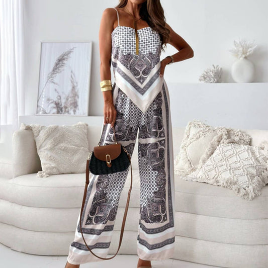 Fashion halter wrap chest straight-leg two-piece