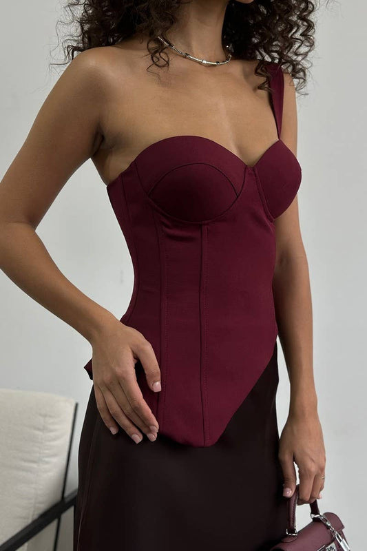 CWTTSL0436_WOMEN'S IRREGULAR ONE-SHOULDER CAMISOLE VEST