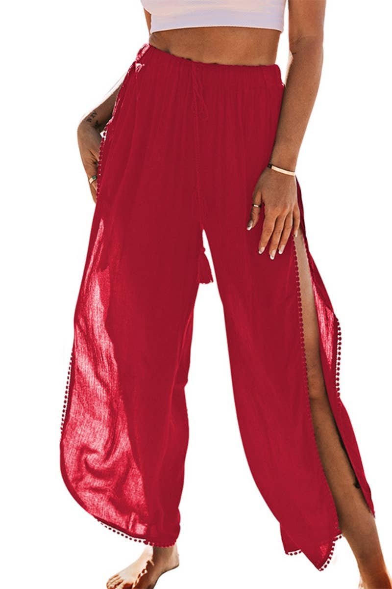 CWBMP0158_SUMMER CASUAL SPLIT HIGH-WAISTED PANTS