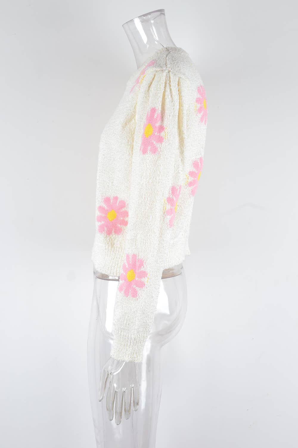 DAISIES ROUND NECK FLOWER KNIT FASHION SWEATER