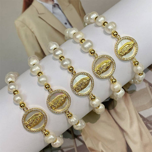 CWAJE4560_VINTAGE ROUND FRESHWATER PEARL BRACELET