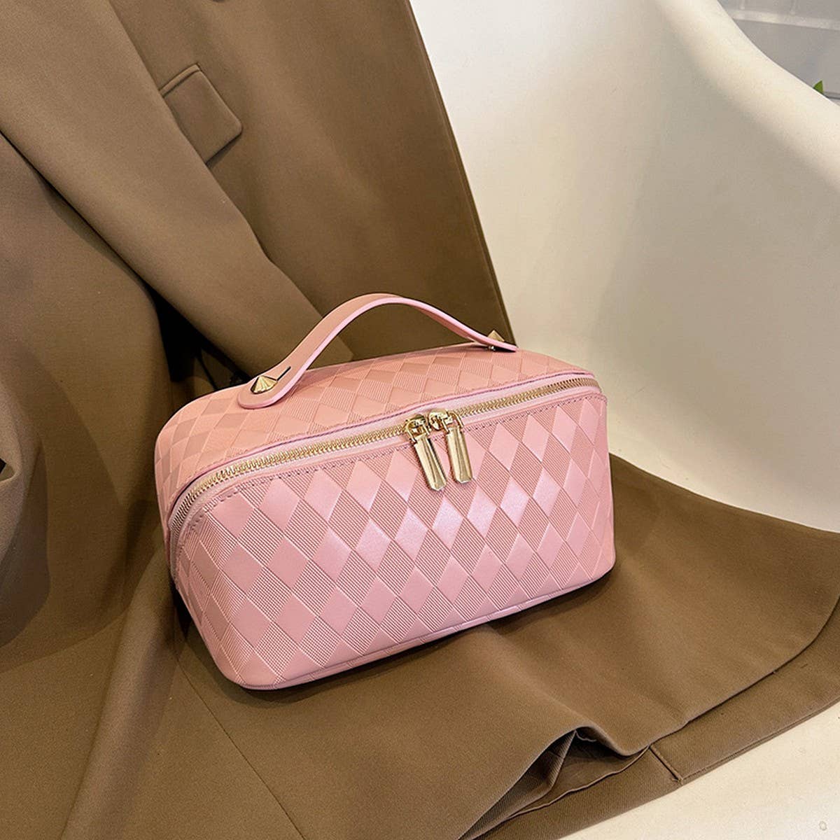 NEW DIAMOND PU LEATHER FLAT COSMETIC BAG_CWAB4375