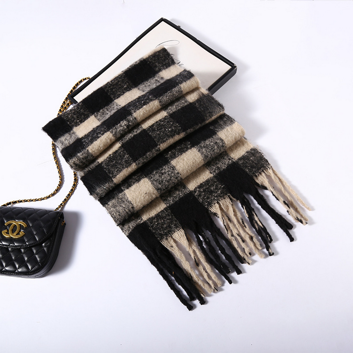Women?™s Warm Small Check AC Scarf ??Sweet Style_CWASC2695