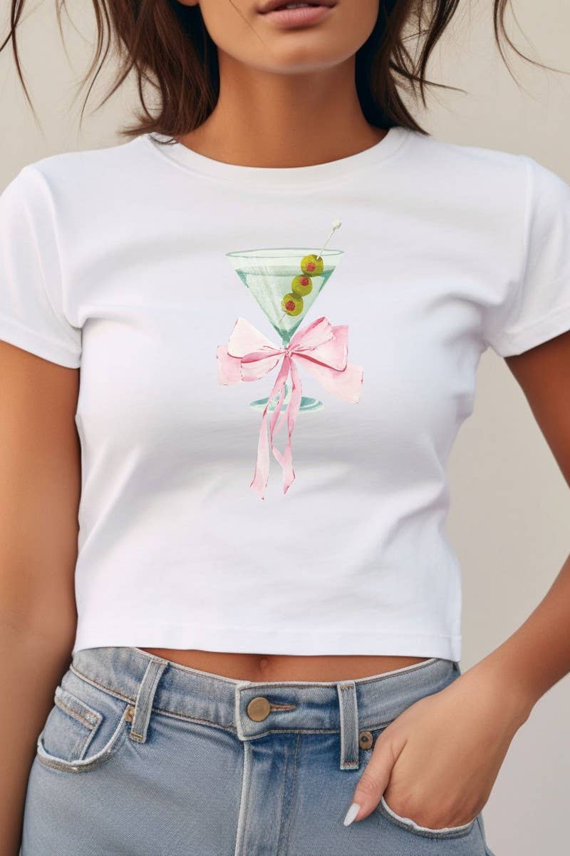CWTTS1570_SWEET BOW PRINT SHORT SLEEVE CROP T-SHIRT