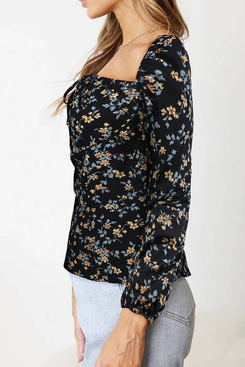 CWTBLL3996_SQUARE NECK FLORAL LONG SLEEVE BLOUSE