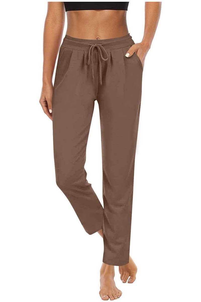 CWBLP2085_HIGH WAIST DRAWSTRING SLIM FIT CASUAL PANTS