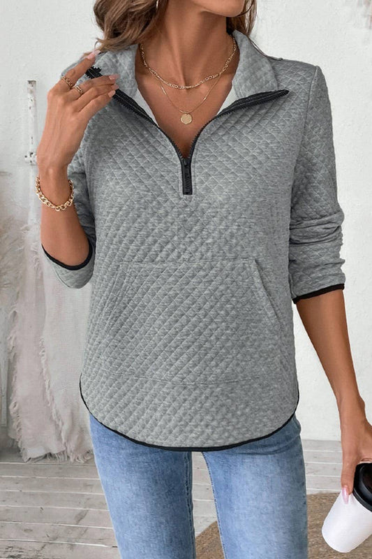 CWTBLL3711_CASUAL SOLID COLOR V-NECK PULLOVER SWEATSHIRT