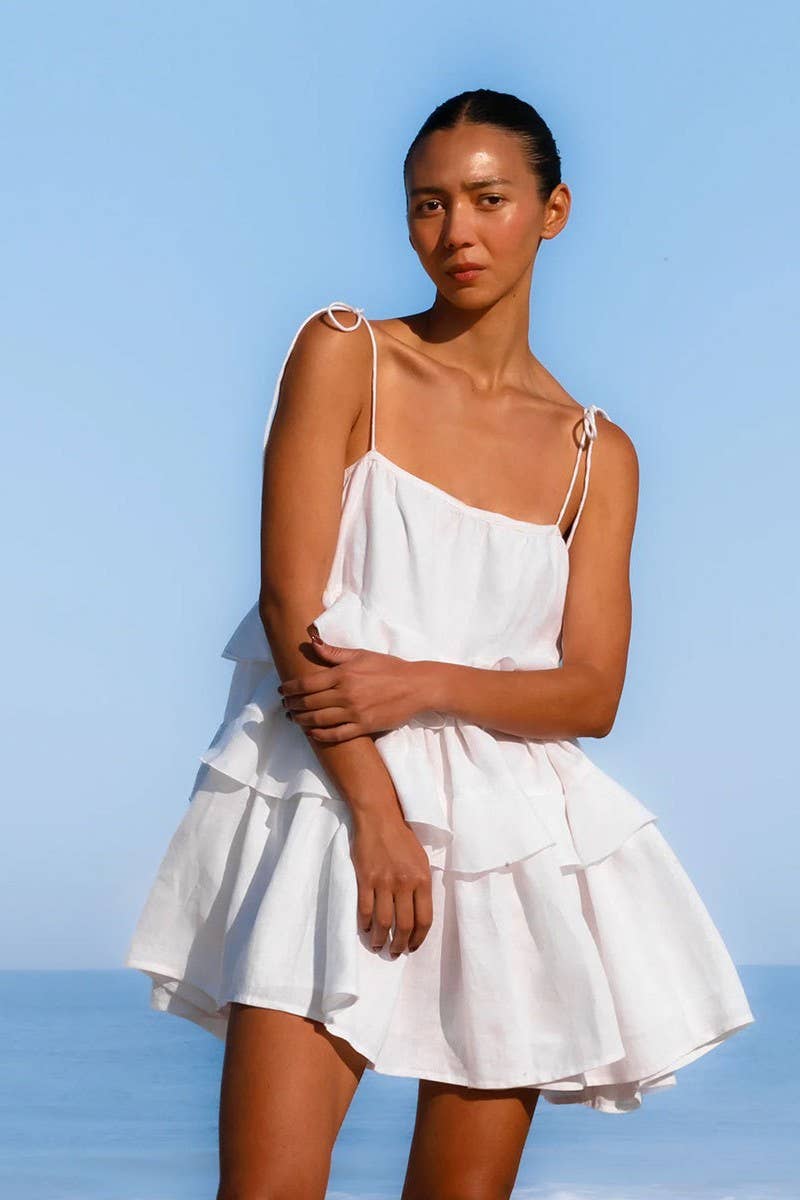 CWDSD7816_SUMMER LAYERED RUFFLE BACKLESS MINI DRESS