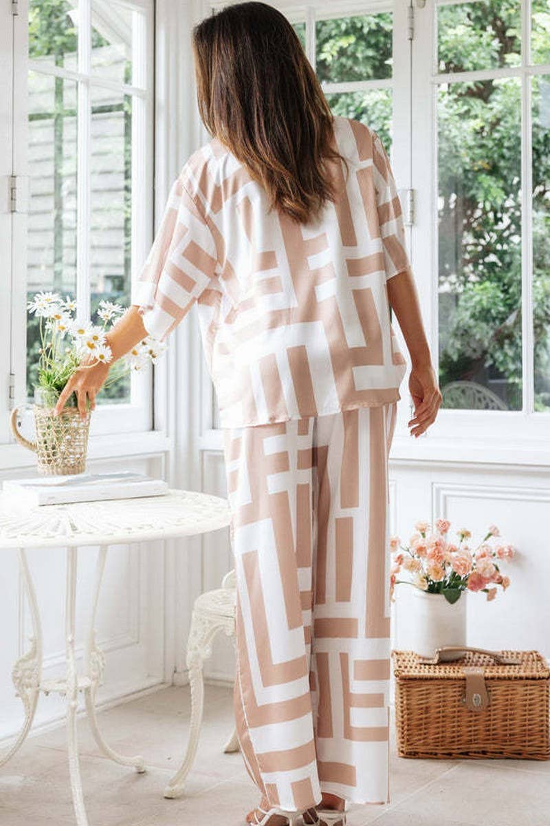 CWSTB1948_ABSTRACT PRINT COLLAR SHIRT & WIDE LEG PANTS SET