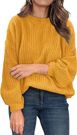 CREW-NECK FLARED CUFF JUMPER LOOSE SWEATER