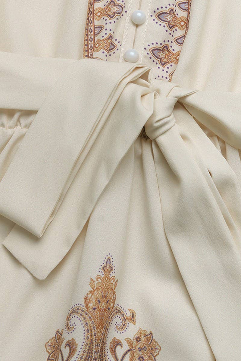 CWDMD01043_BOHO V-NECK TIE WAIST PAISLEY LONG SLEEVE DRESS