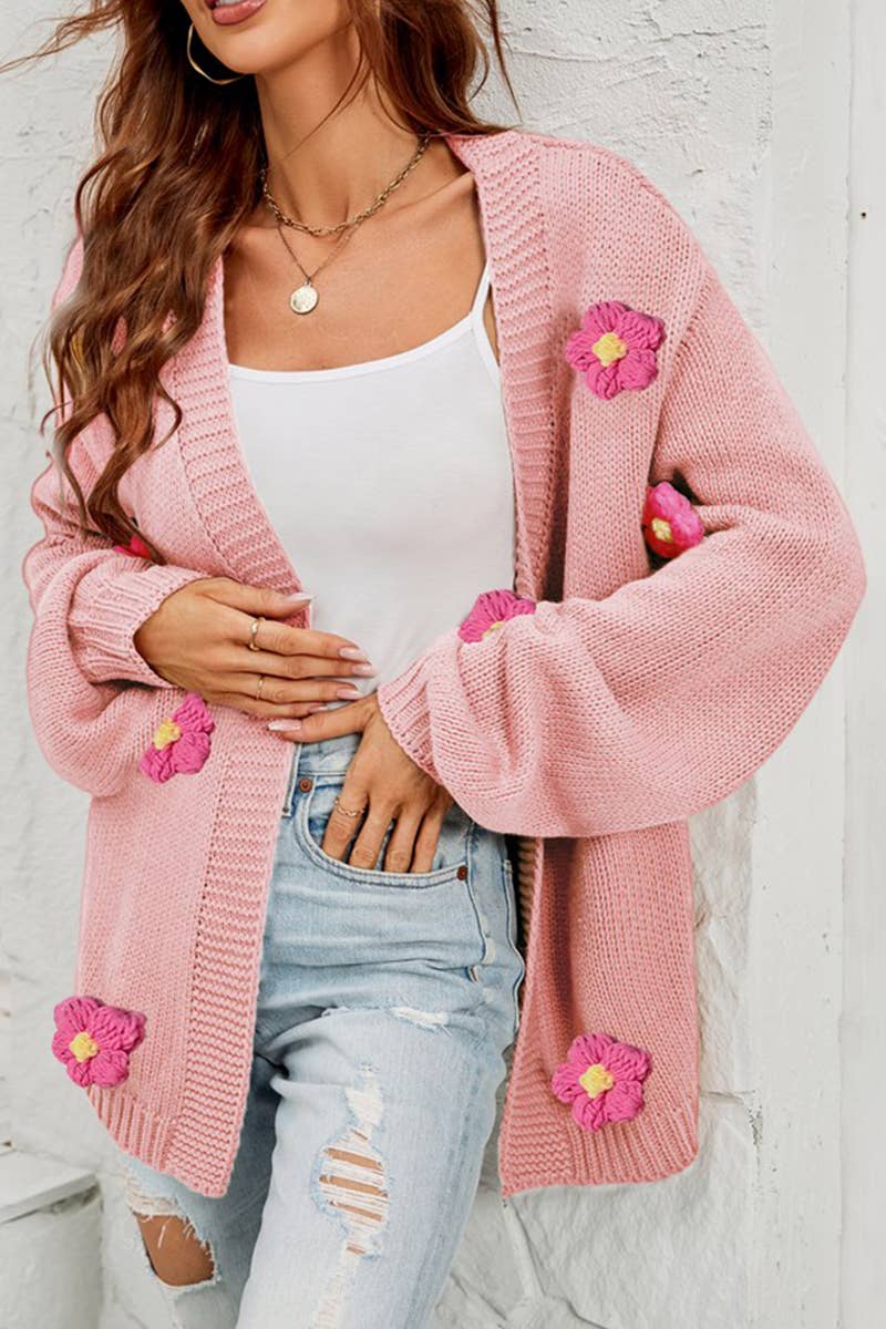 CWOSWL1659_Long Sleeve Casual Open Front Cardigan Sweater