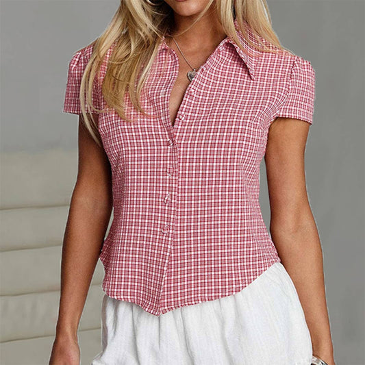 Checkered personalized button-down fitted shirt