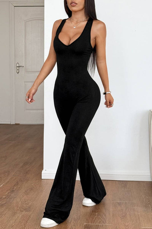 CWSJS1570_SUMMER HOT GIRL HALTER NECK V-NECK SEXY JUMPSUIT