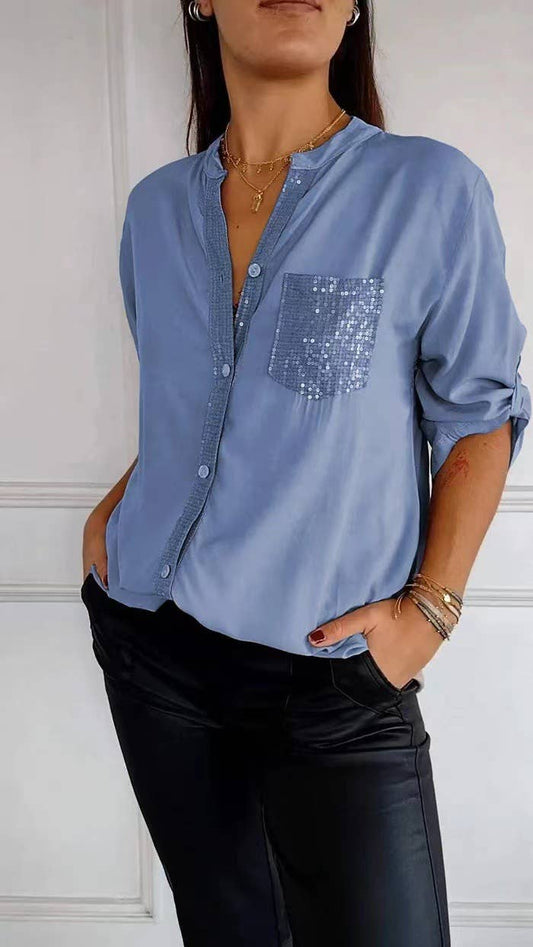 Commuter-style sequined fashion women's shirt
