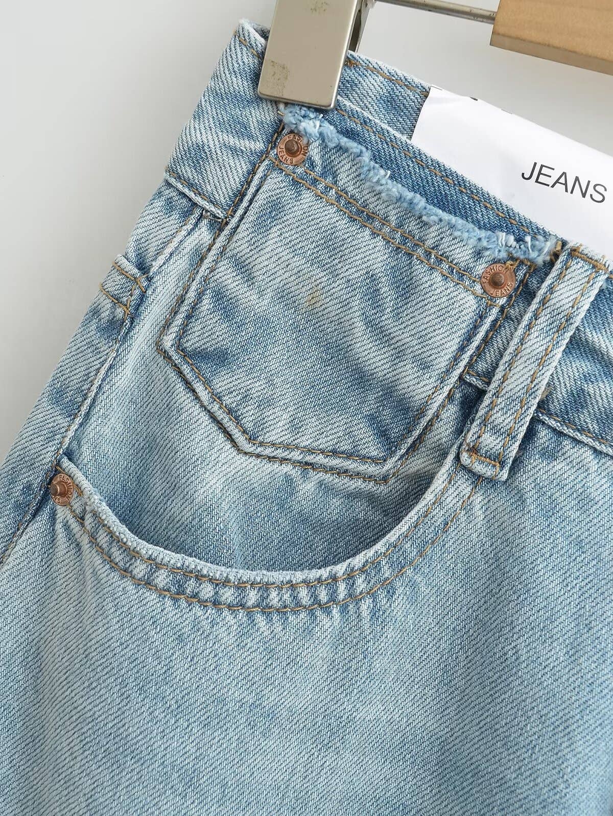 American street blue loose wide-leg jeans