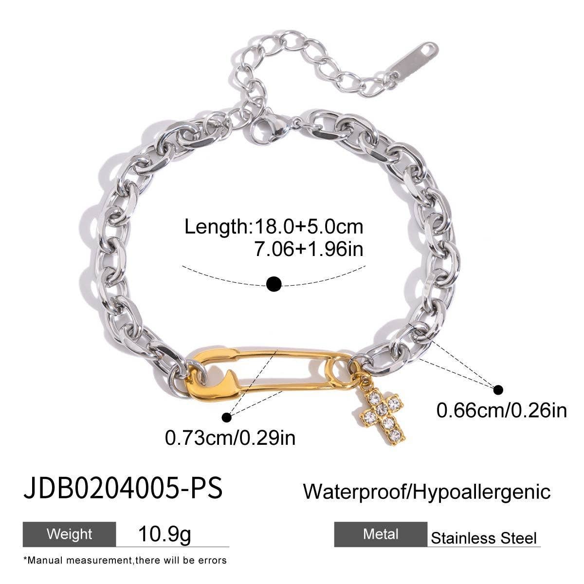 Two-Tone Stainless Steel Paperclip Bracelet,Luxury