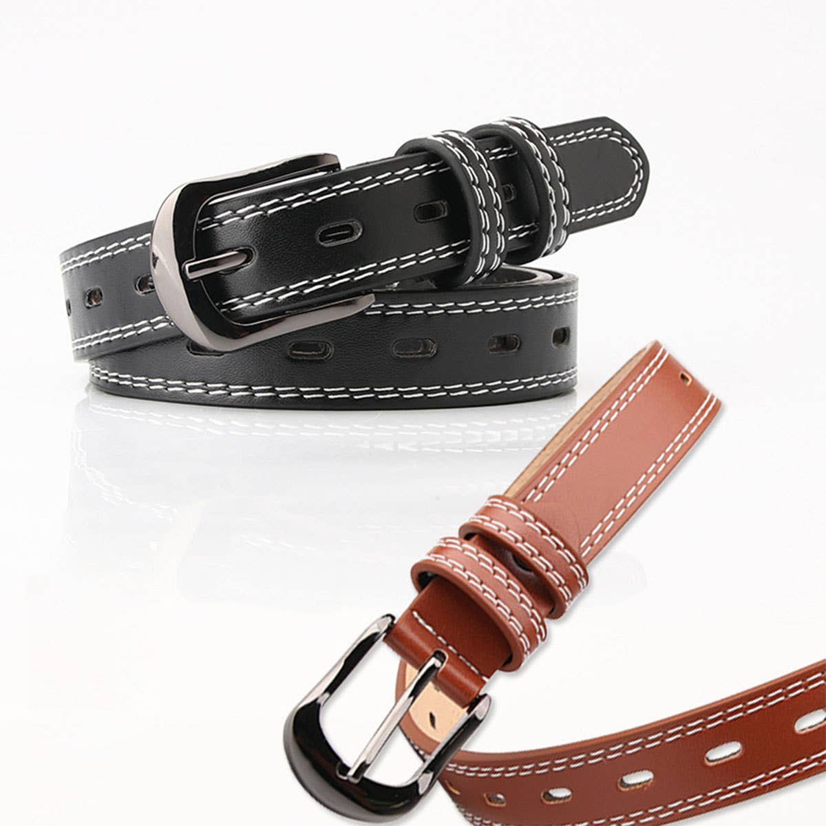 Double-line decorative fashionable versatile belt