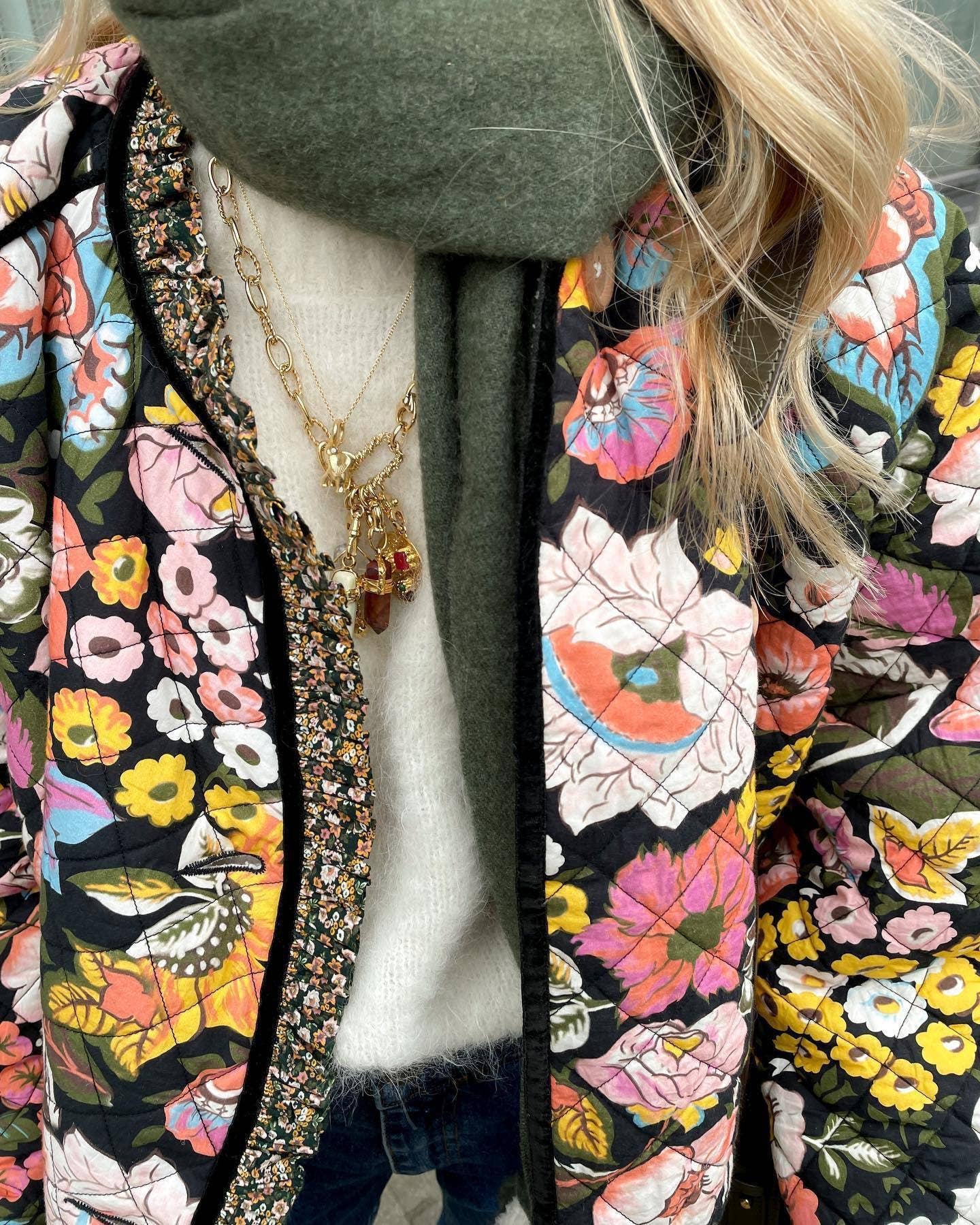 Casual flared sleeve printed cotton jacket
