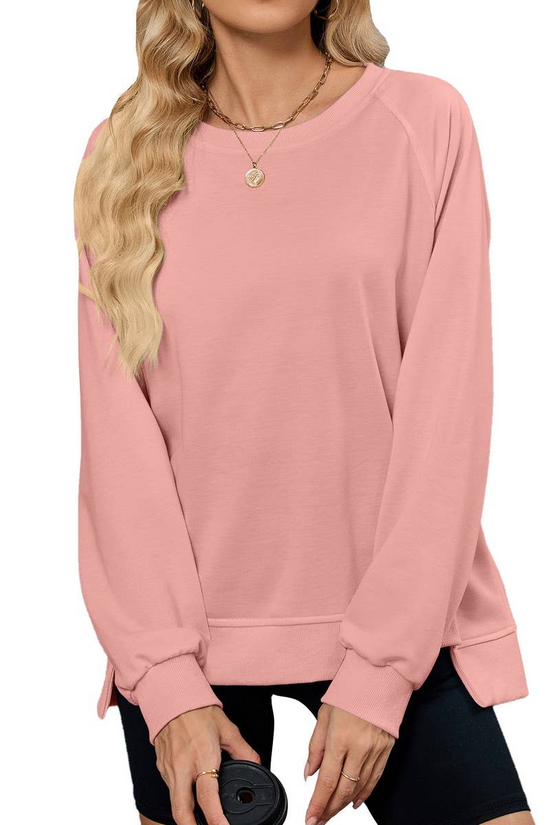 CWTBLL4018_SOLID RIBBED CREW NECK LONG SLEEVE SWEATSHIRT