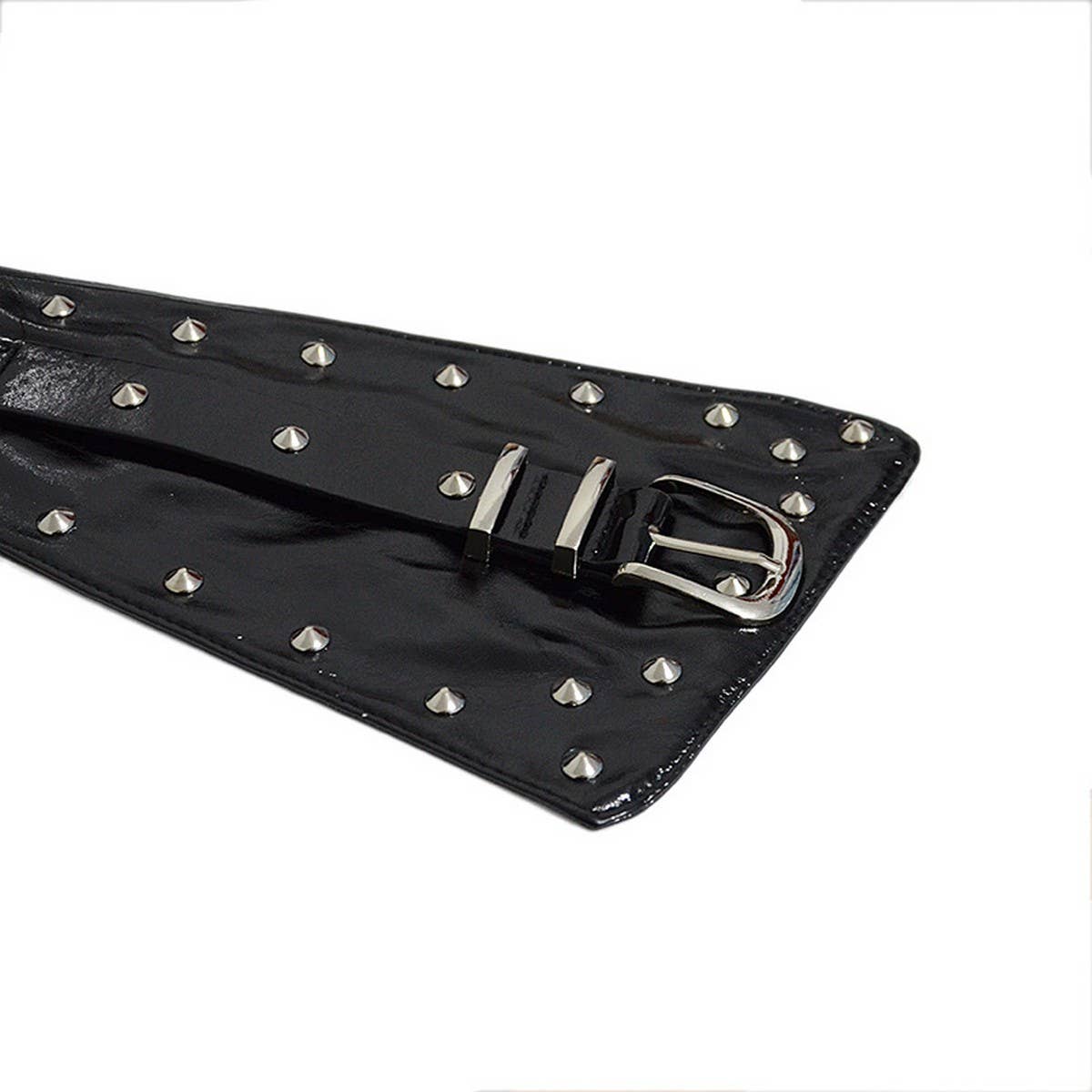 NEW CASUAL PUNK RIVETS DECORATED WIDE GIRDLE_CWABE0496