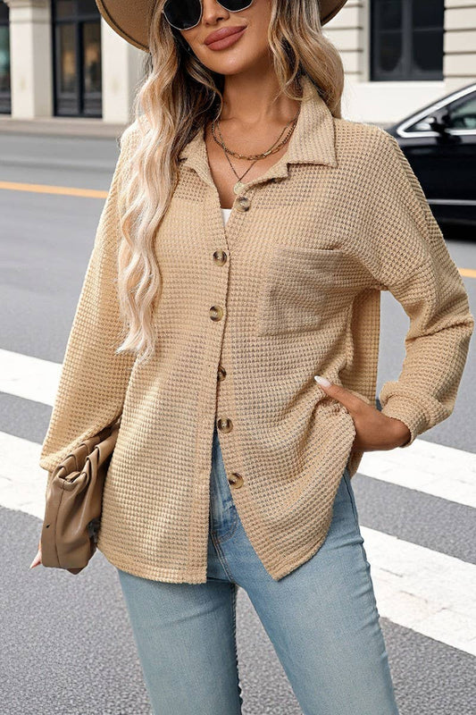 CWTBLL00829_LOOSE WAFFLE KNIT CASUAL COMMUTER SHIRT