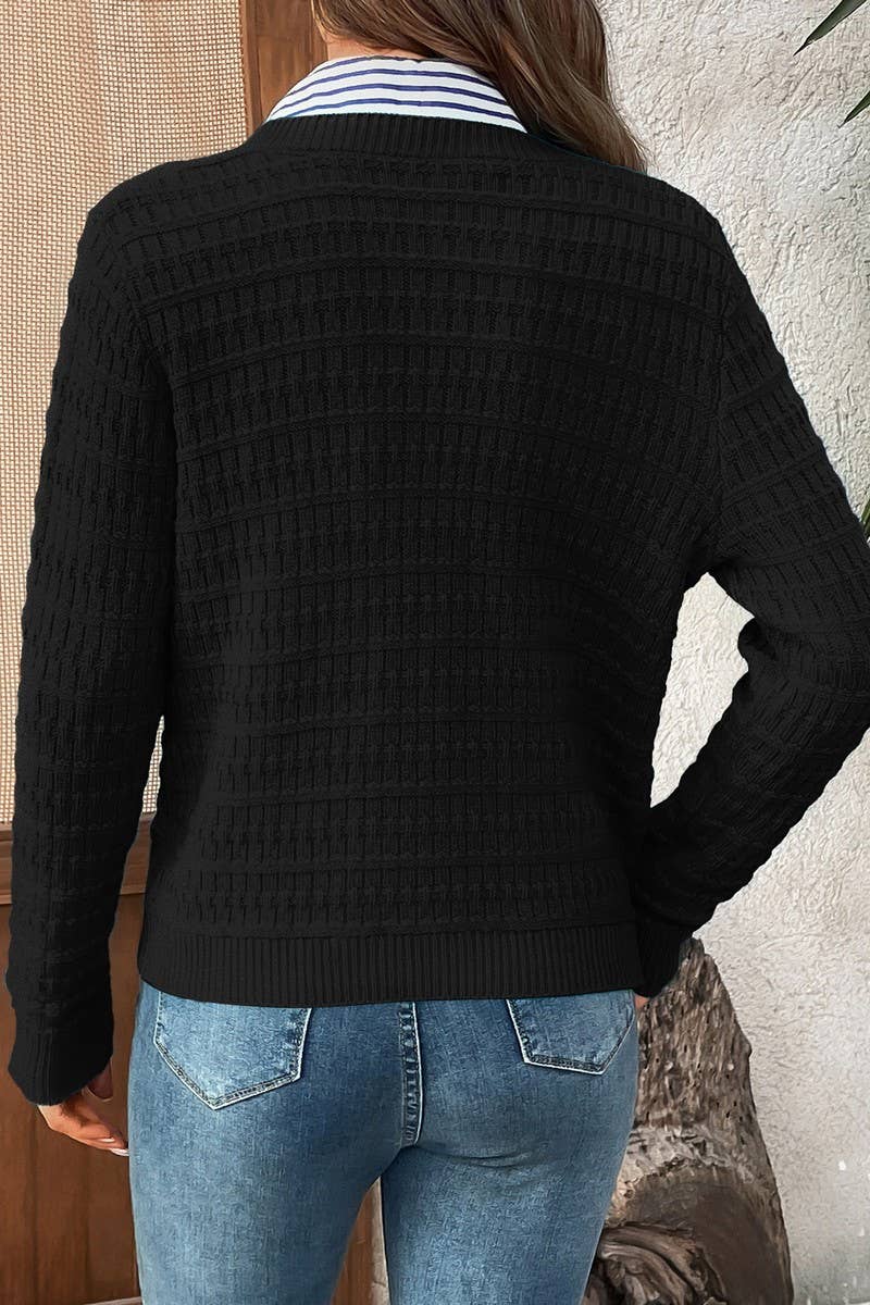 CWOCAL00612_SOLID COLOR KNIT CARDIGAN CASUAL SWEATER