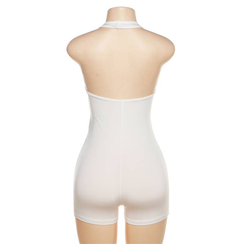 Casual Halter Neck Backless High Waist Romper