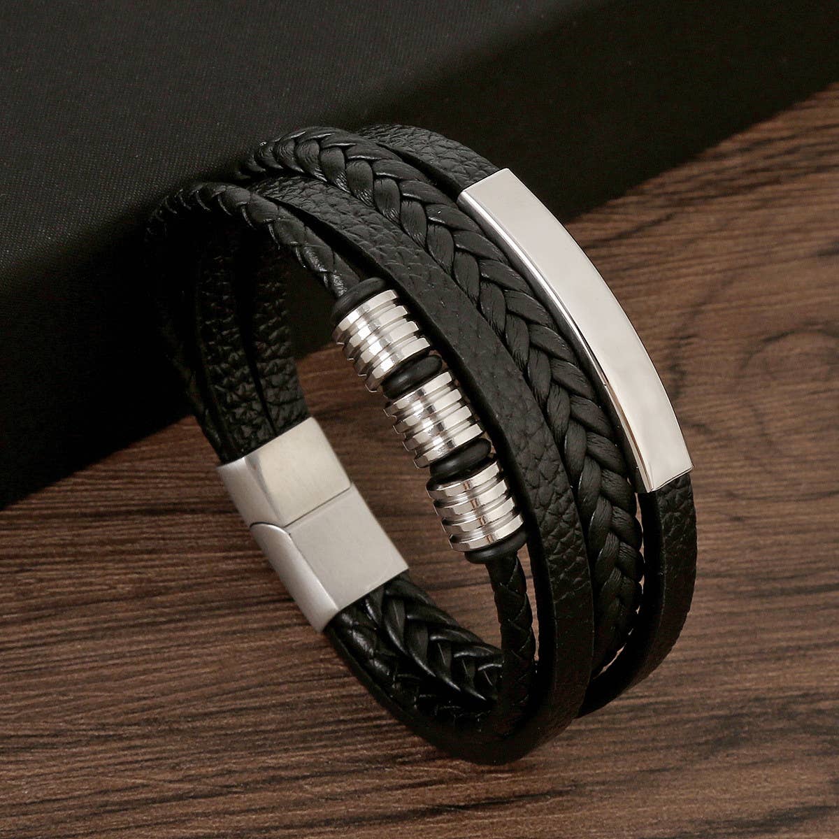 BRAIDED BRUSHED MAGNET CLASP BRACELET_CWAJE1513