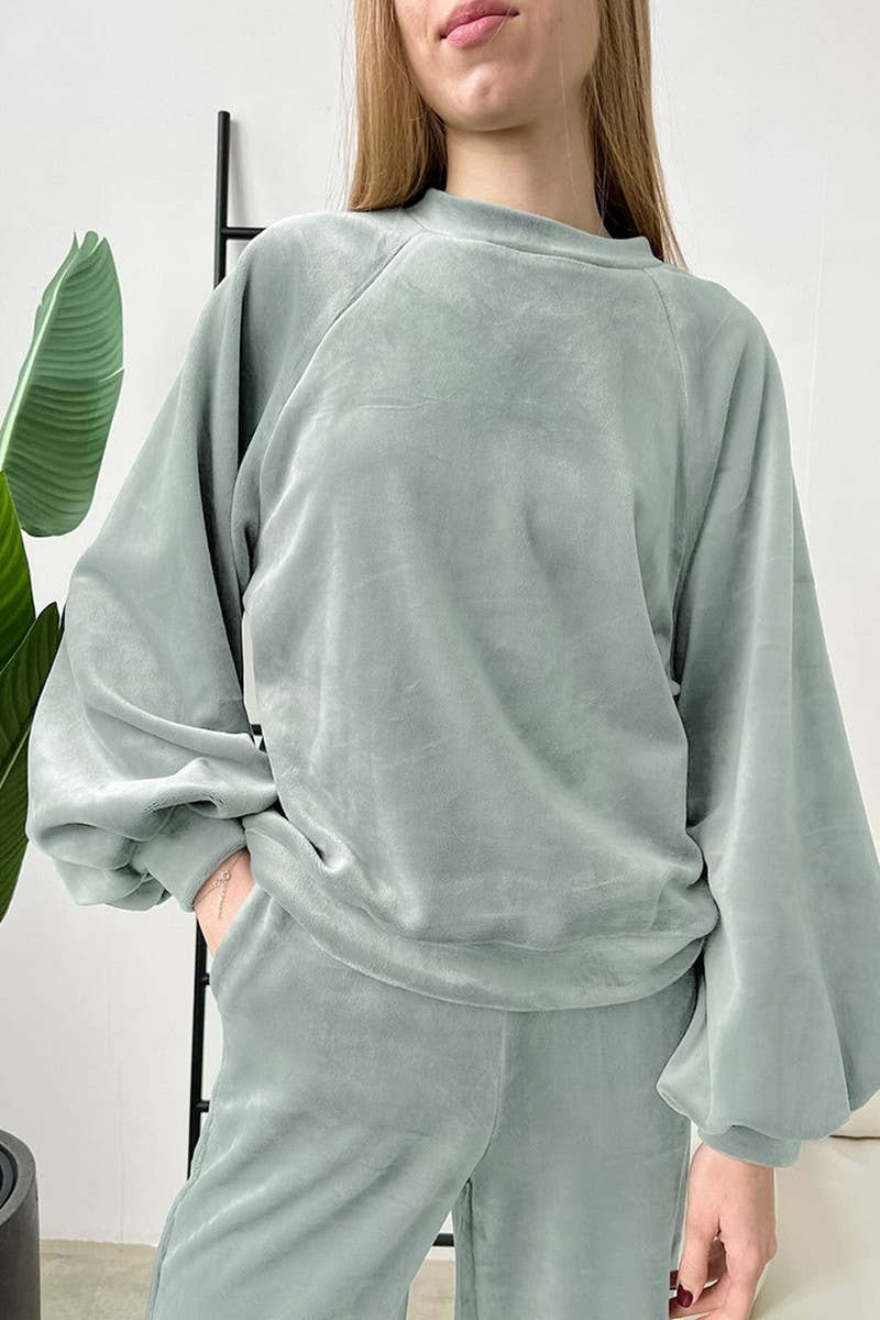 CWSPJ0408_VELVET LONG-SLEEVED TROUSERS PAJAMA SET