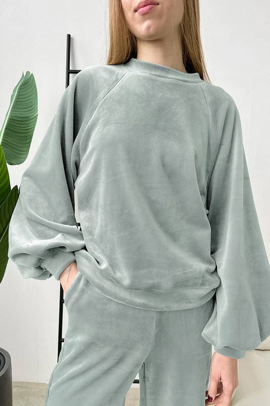 CWSPJ0408_VELVET LONG-SLEEVED TROUSERS PAJAMA SET