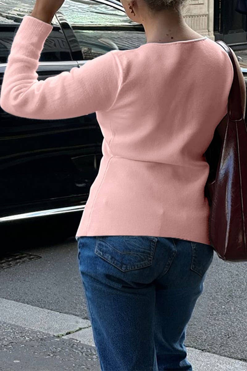 CWOCAL00755_LONG-SLEEVED BUTTON-DOWN KNIT TOP