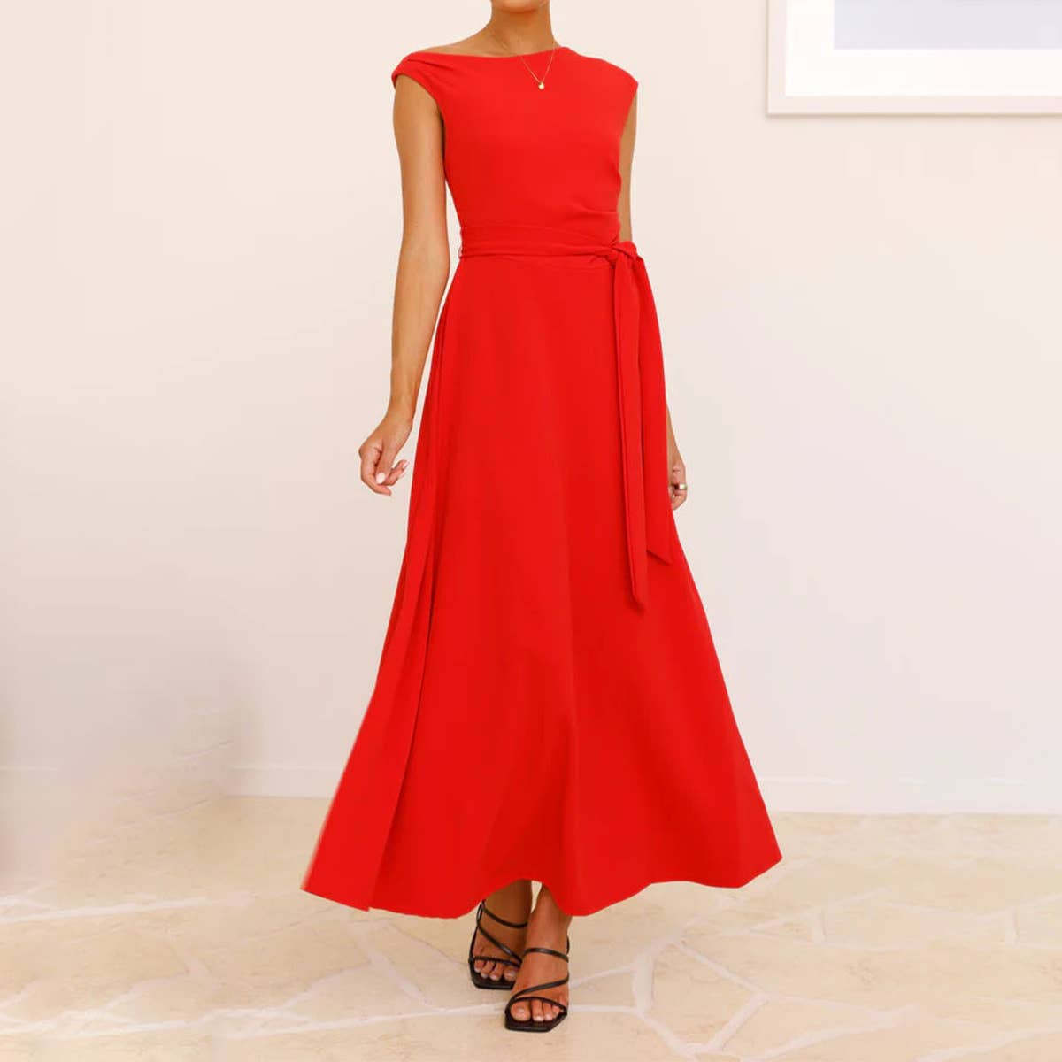 Commuter chic solid color stylish lace-up dress