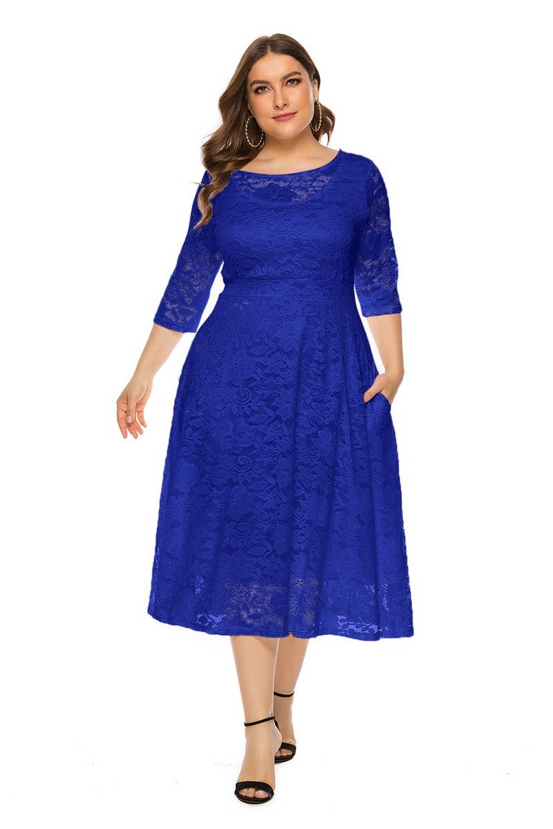 CWDMD3207_PLUS SIZE LACE POCKET EVENING GOWN DRESS
