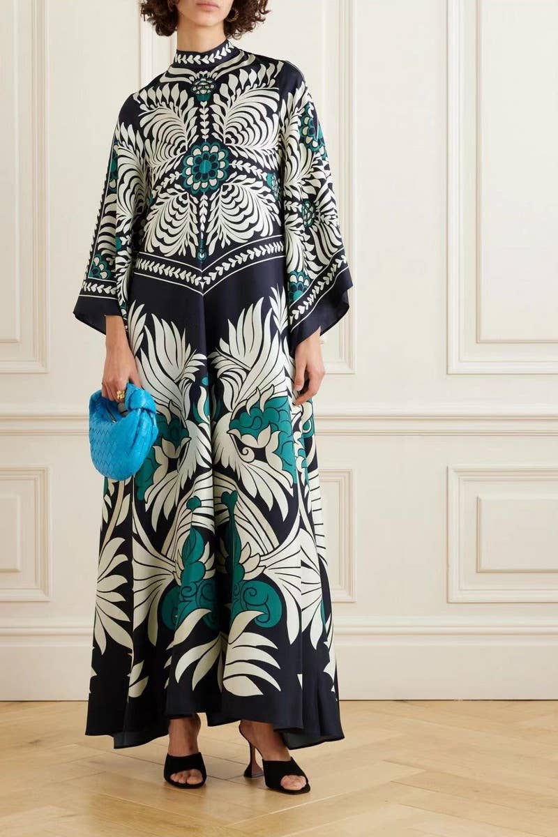 CWDMD5473_SUMMER THREE-QUARTER SLEEVE STAND COLLAR DRESS