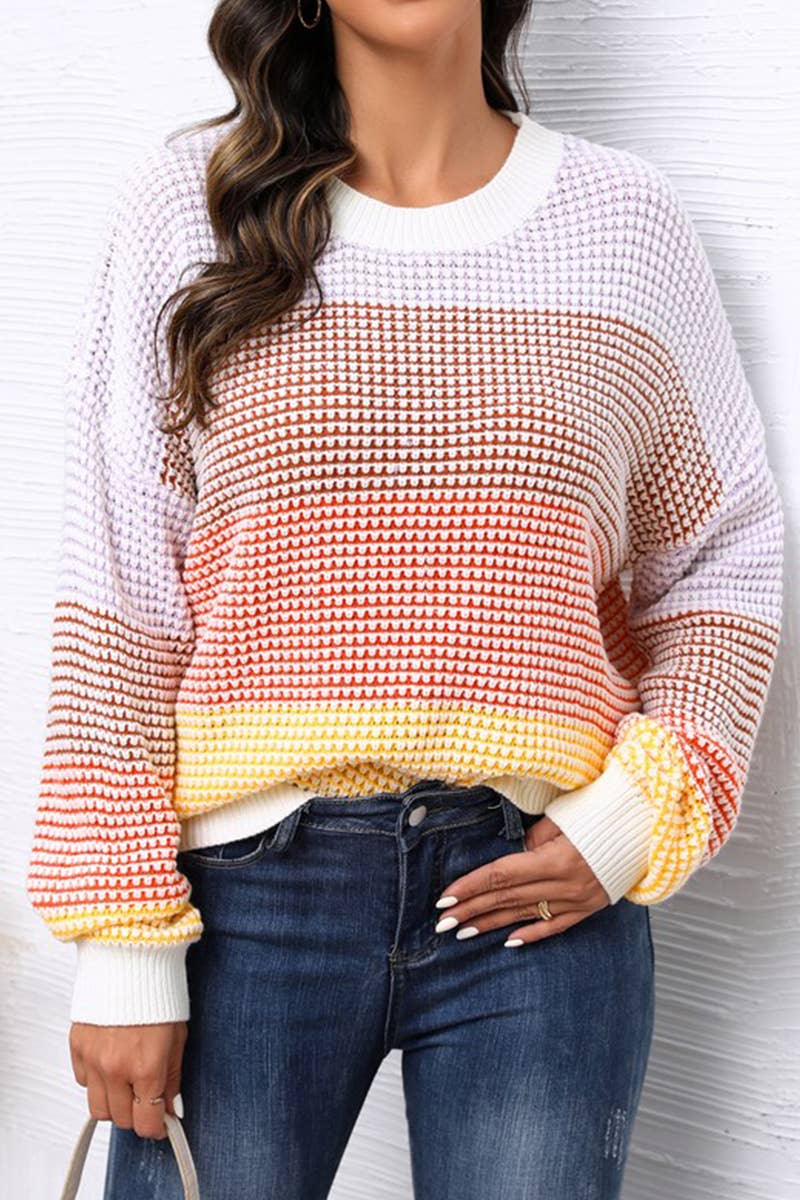 CWOSWL1669_Crew Neck Long Sleeve Pullover Sweater