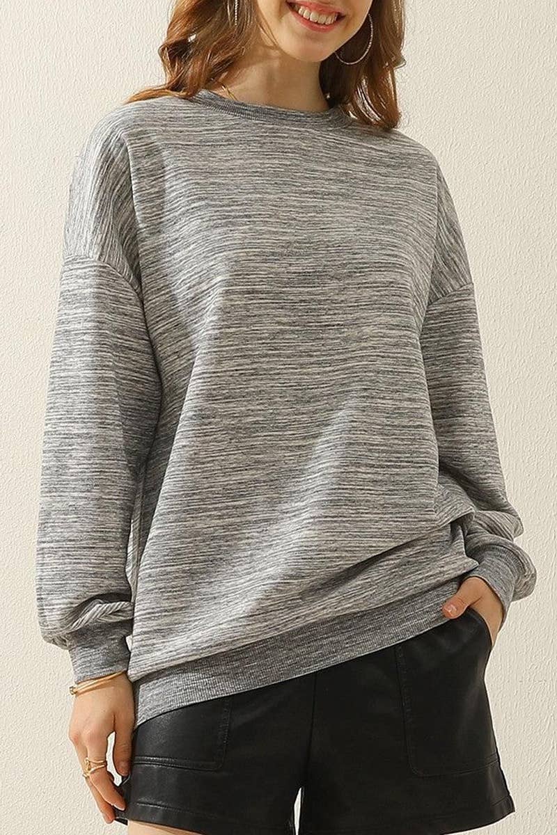 CWTTL1424_Round Neck Casual Long Sleeve Top