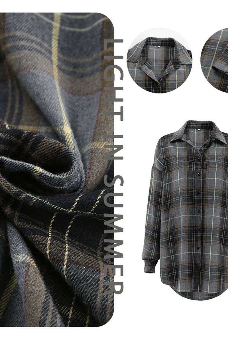 CWTBLL00566_CASUAL LOOSE PLAID LONG-SLEEVED SHIRT TOP JACKET