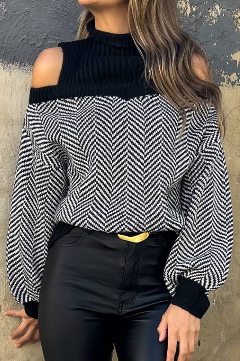 CWOSWL6194_STRIPED OFF-THE-SHOULDER LONG-SLEEVED SWEATER