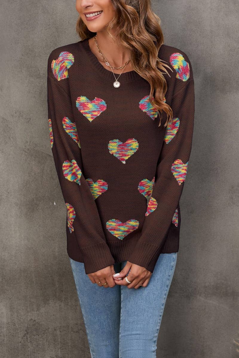 CWOSWL5187_KNITTED COLOR JACQUARD LOVE LONG-SLEEVED SWEATER