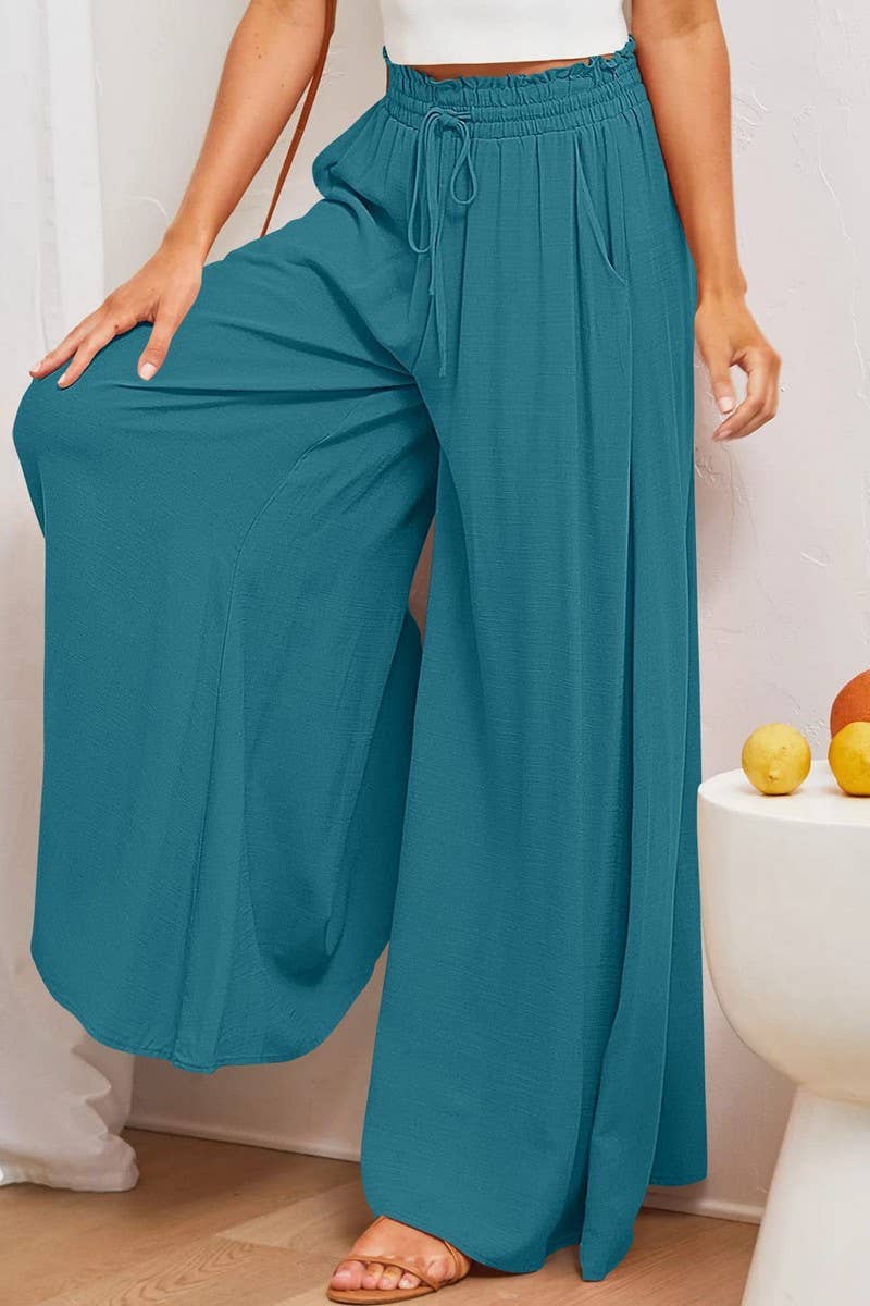 CWBLP0710_CASUAL ELASTIC WAIST WIDE LEG PANTS