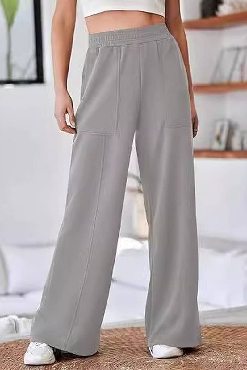 CWBLP1395_SOLID COLOR HIGH WAIST LOOSE WIDE LEG TROUSERS