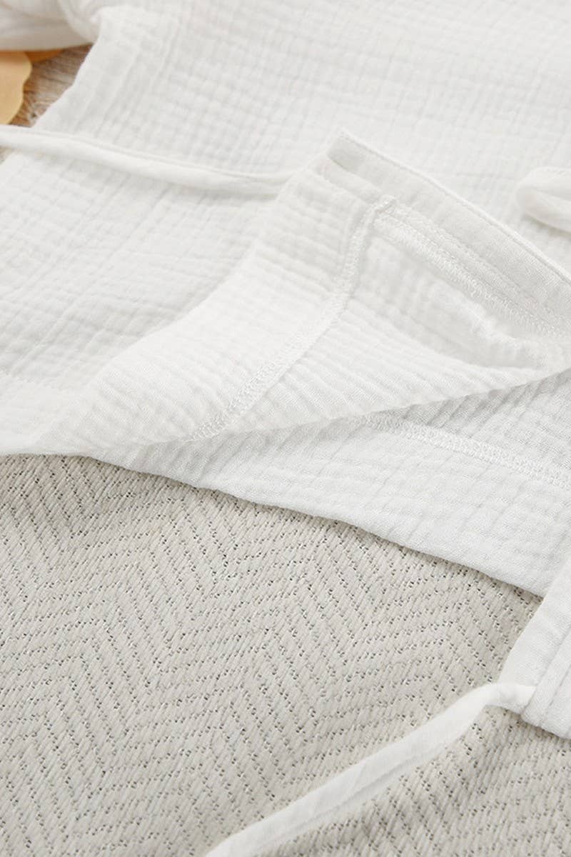 CWSPJ0095_LOOSE LACE UP LONG SLEEVED PANTS PAJAMAS SET