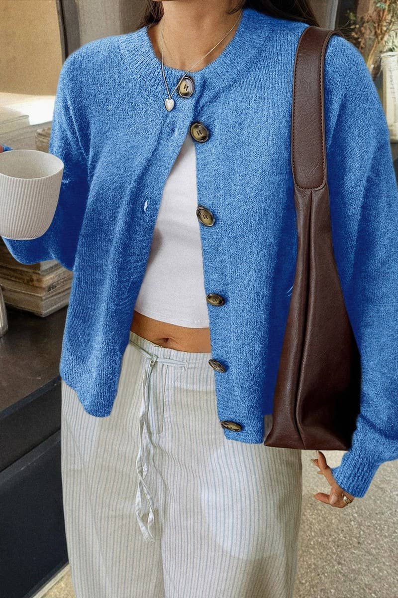 CWOCO00194_CASUAL SIMPLE BUTTON LONG SLEEVE KNIT CARDIGAN