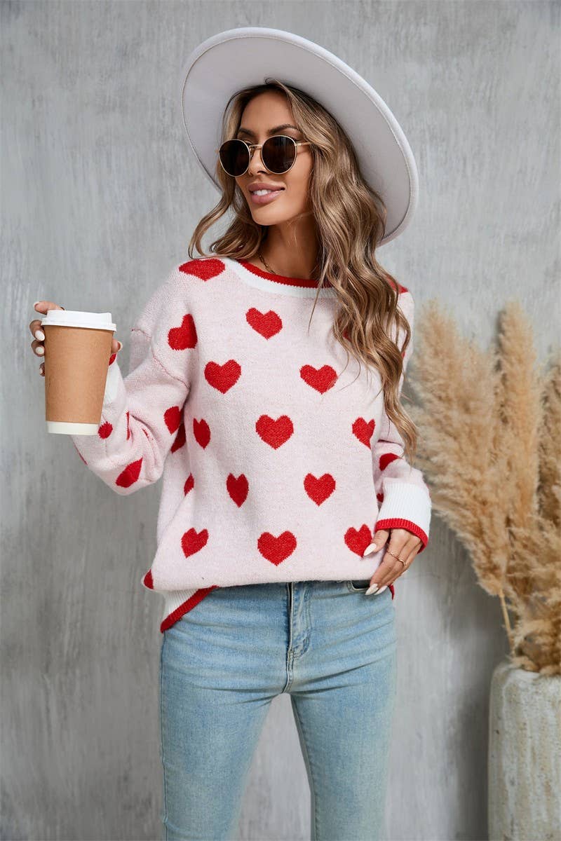CWOSWL5761_LOVE JACQUARD VALENTINE'S DAY KNITTED SWEATER