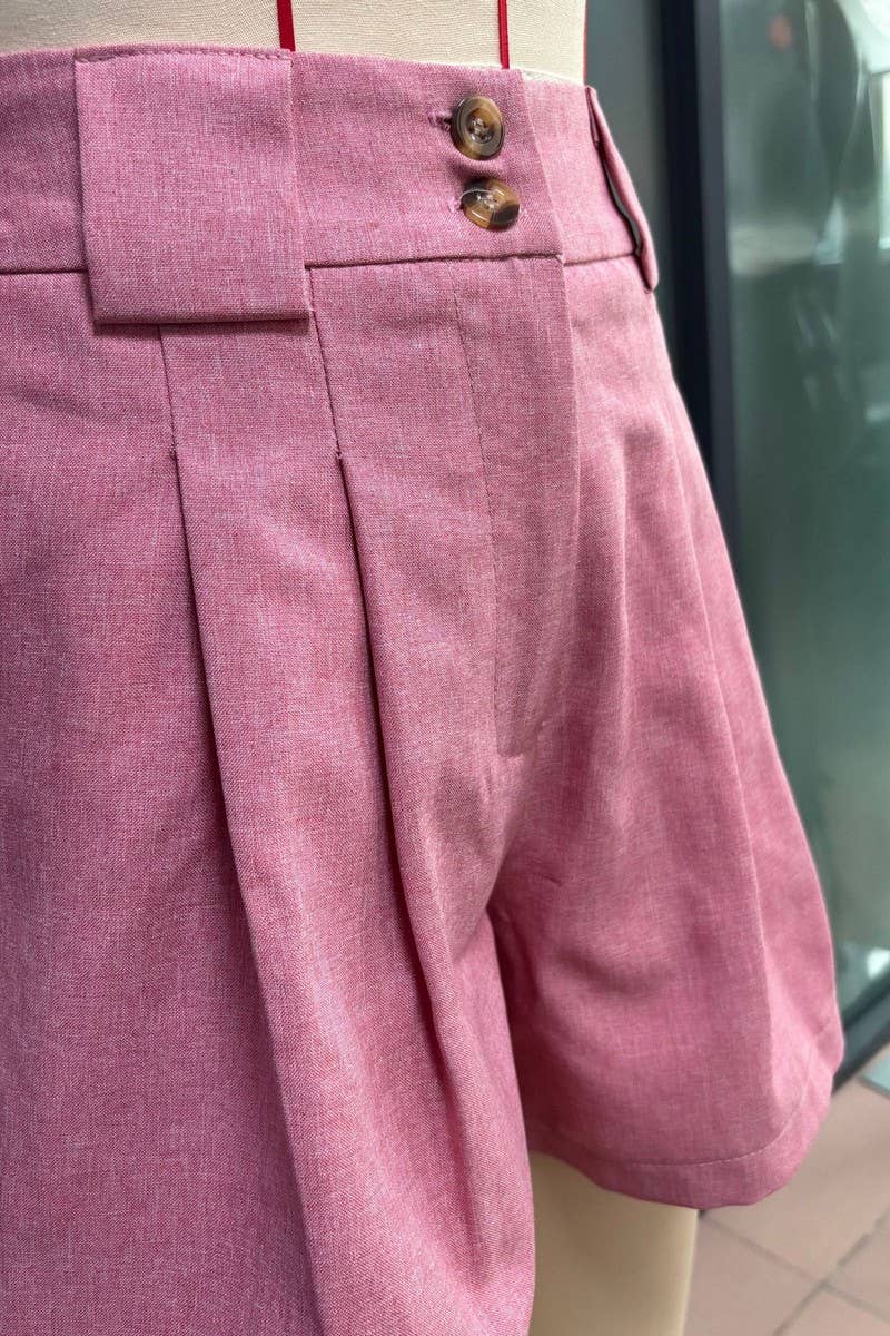 CWBSP00628_2025 WOMEN HIGH WAIST CASUAL SHORTS WITH POCKETS