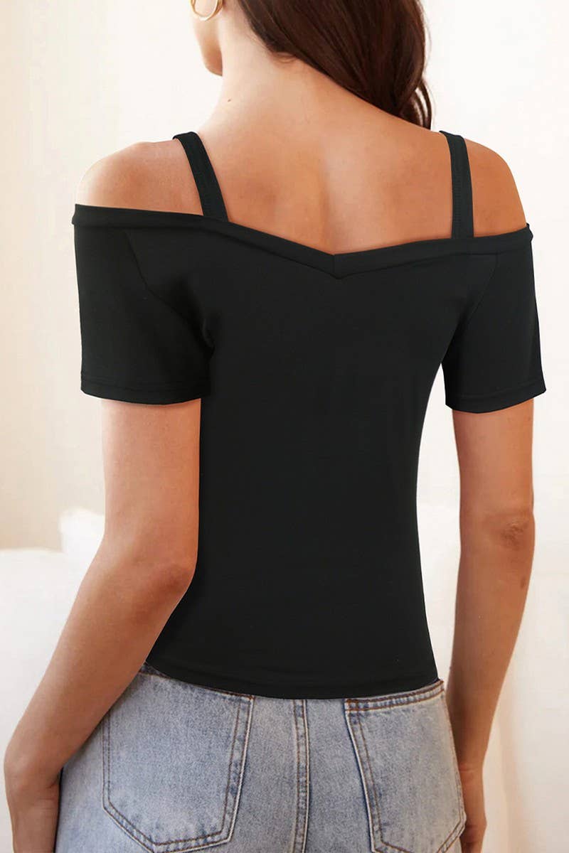 CWTBLS2248_OFF SHOULDER SHORT SLEEVE T-SHIRT TOP